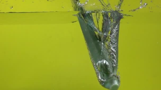 水のスローモーションに注ぐアロエベラ — ストック動画