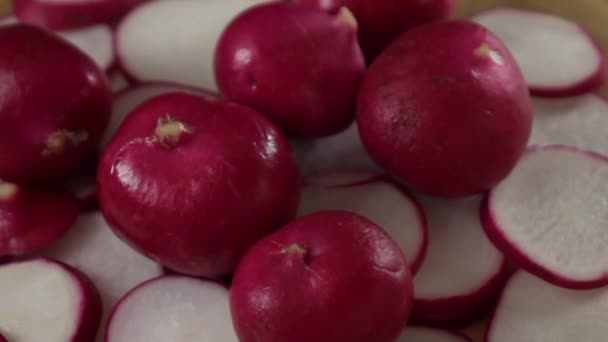 Red Radish Turning Slow Motion — ストック動画