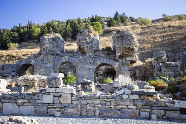 Close-up of the ancient baths of Varius in the ancient city of Ephesus in Turkey.