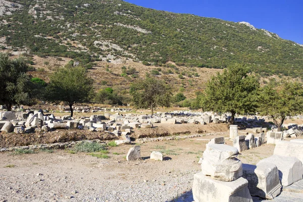 Devlet Agora ya da Efes Antik şehir Türkiye'de alanında alışveriş kalıntıları görünümünü.