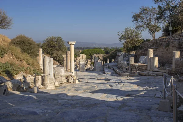 Πανοραμική Άποψη Του Δρόμου Στην Αρχαία Ρωμαϊκή Πόλη Ερείπια Των — Φωτογραφία Αρχείου