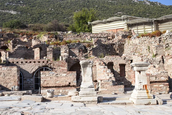 Ruines Anciennes Maisons Romaines Riches Dans Ancienne Ville Ephèse Turquie — Photo