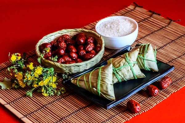 Chinesisches Drachenbootfest Traditionelles Essen Zongzi — Stockfoto