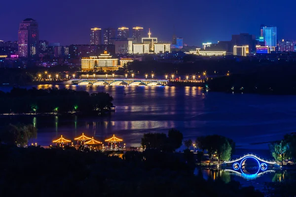 Widok Nocny Nanhu Park Changchun Chiny — Zdjęcie stockowe