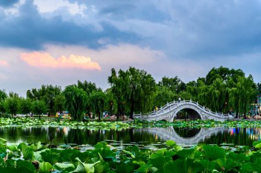 Nanhu Park Peyzajı, Changchun, Çin 