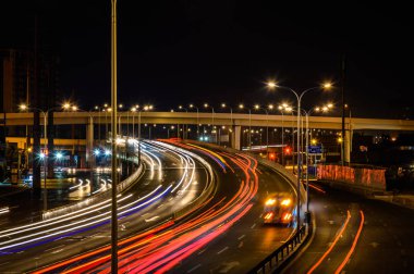 Çin Changchun viyadük gece sahnesi