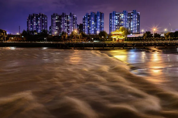 Night View Yitong River Changchun China — Stockfoto