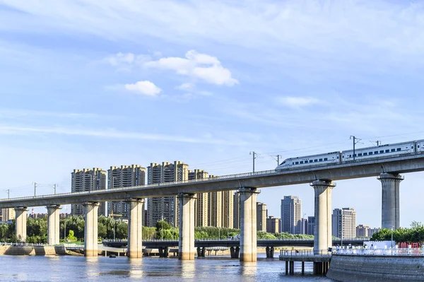 Viaducto Del Río Yitong Paisaje Ferroviario Alta Velocidad Changchun China — Foto de Stock