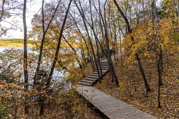 Jesienny Krajobraz Parku Narodowego Jingyuetan Changchun Chiny — Zdjęcie stockowe