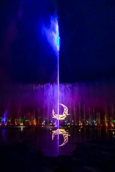 China Changchun Jingyuetan Music Fountain Water Dance Light Show — Fotografia de Stock