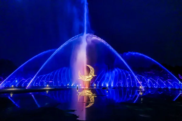 China Changchun Jingyuetan Music Fountain Water Dance Light Show — Fotografia de Stock