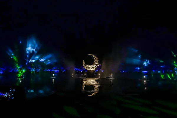 China Changchun Jingyuetan Music Fountain Water Dance Light Show — Fotografia de Stock