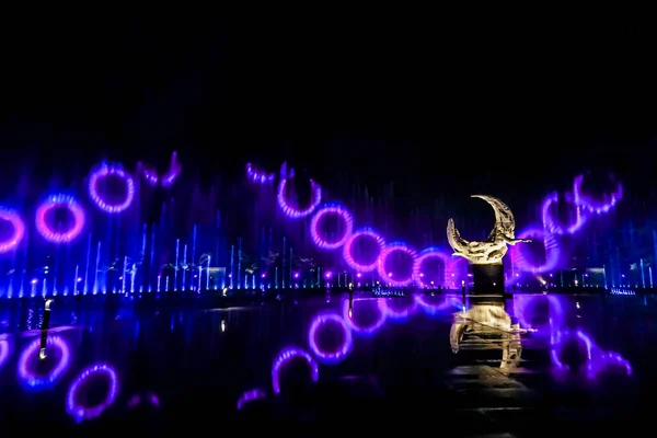 China Changchun Jingyuetan Music Fountain Water Dance Light Show — Fotografia de Stock