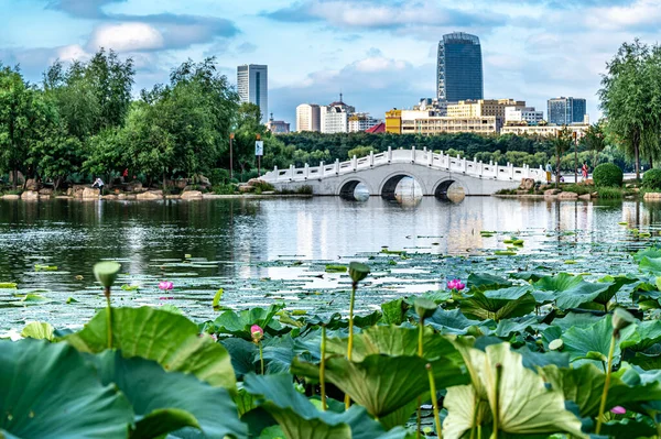 Nanhu Park 'ın Changchun, Çin' deki manzarası