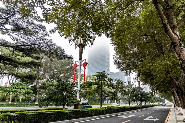 Paysage Urbain Changchun Chine Entouré Brouillard Épais — Photo