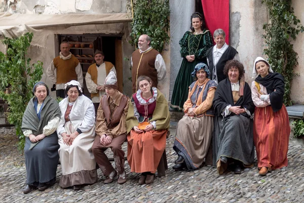 Taggia Italia Marzo 2018 Participantes Fiesta Disfraces Medieval Histórica Ciudad —  Fotos de Stock