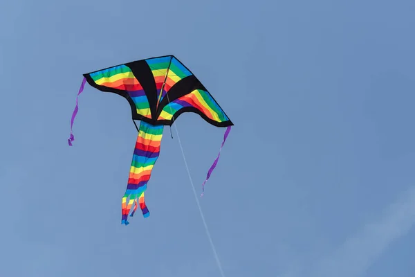 Lage Hoekmening Van Vliegeren Tegen Heldere Hemel — Stockfoto