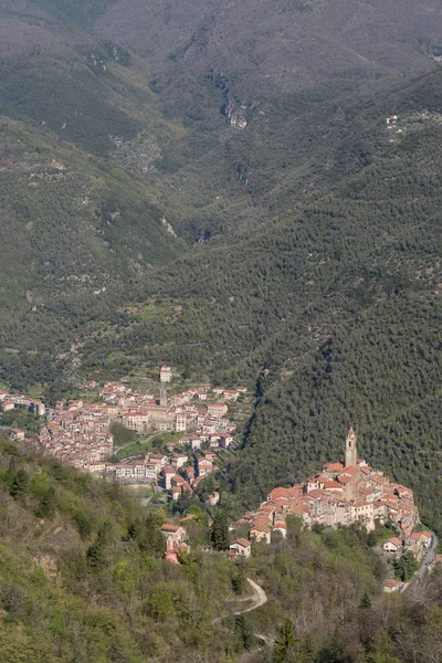 Pigna Und Castelvittorio Antike Dörfer Nervia Tal Ligurien Region Provinz — Stockfoto