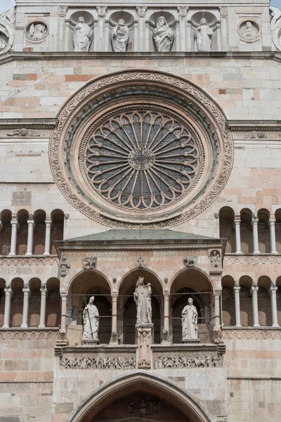 Részlet Reneszánsz Homlokzata Cremona Cathedral Olaszország — Stock Fotó