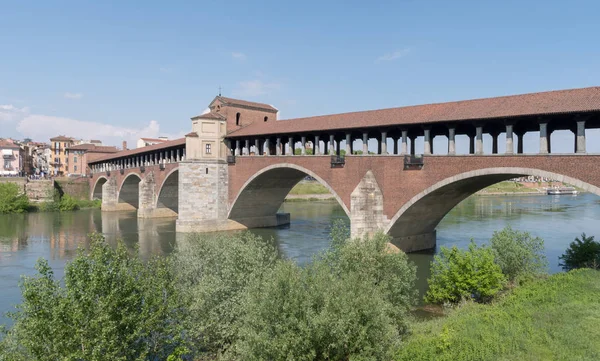 Pont Ponte Coperto Pont Couvert Rivière Tessin Pavie Lombardie Italie — Photo