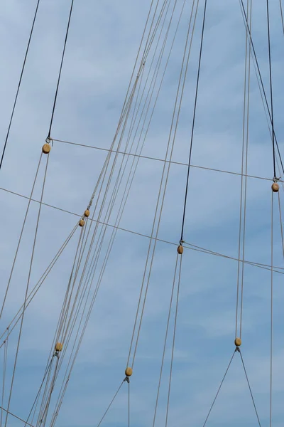 Sailing Boat Pulleys Nautical Ropes — Stock Photo, Image