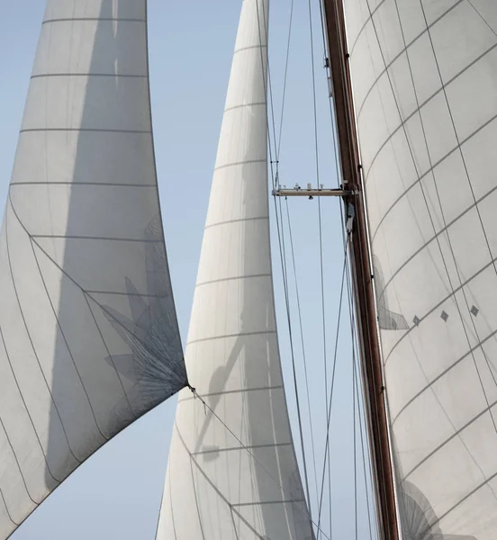 Gökyüzüne Karşı Bir Yelkenli Tekne Yelken — Stok fotoğraf