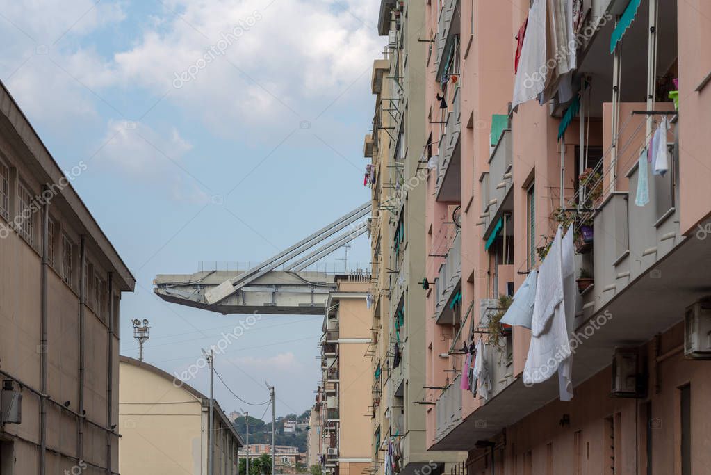 Génova, Italia 9 de octubre de 2018 Edificios de apartamentos se ven