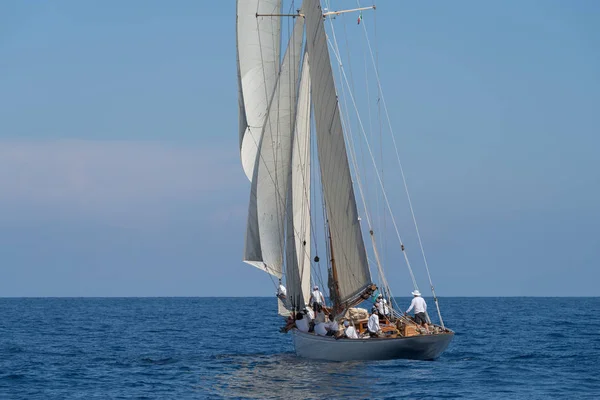 Imperia Italien September 2018 Besatzungsmitglieder Bord Eines Segelbootes Während Des — Stockfoto