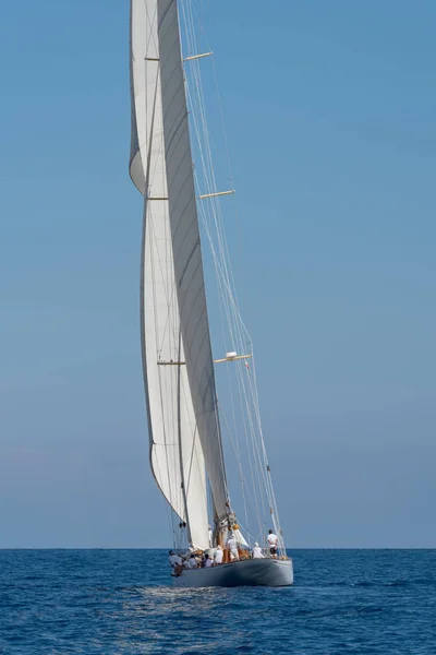 Imperia Itálie Září 2018 Sailboat Během Závodění Paneray Klasické Jachty — Stock fotografie