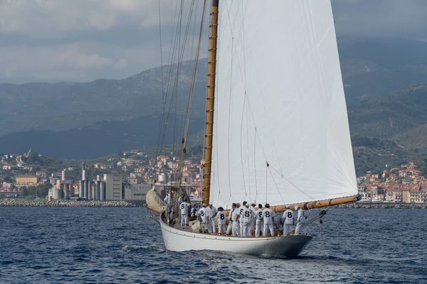 Imperia Itália Setembro 2018 Tripulantes Bordo Veleiro Durante Corridas Paneray — Fotografia de Stock