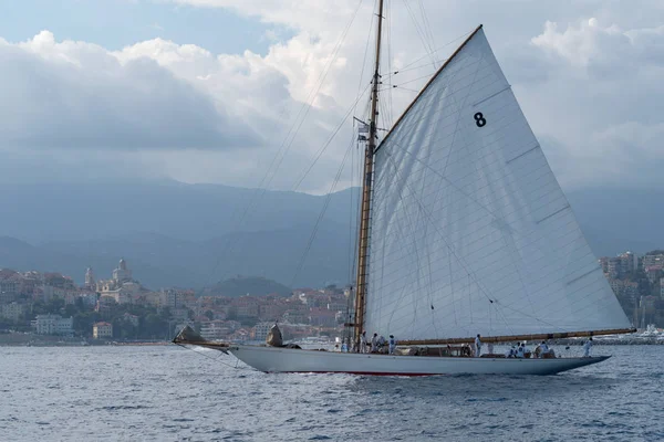 Imperia Itálie Září 2018 Sailboat Během Závodění Paneray Klasické Jachty — Stock fotografie