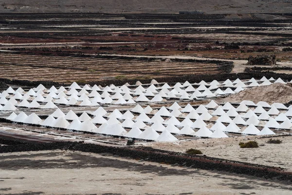 Natürlicher Salzverdunstungsteich Auf Der Insel Lanzarote Bei Salinas Janubio Kanarische — Stockfoto