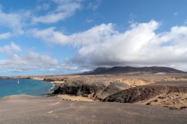 Lanzarote Adası, Kanarya Adaları, İspanya'nın Güney sahilindeki Papagayo kıyı şeridi