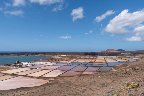 Lagoa Evaporação Sal Natural Ilha Lanzarote Salinas Janubio Ilhas Canárias — Fotografia de Stock