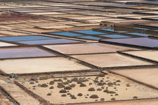 Natürlicher Salzverdunstungsteich Auf Der Insel Lanzarote Bei Salinas Janubio Kanarische — Stockfoto