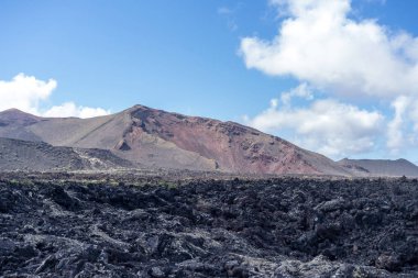 Lav kaya oluşumu, Lanzarote Adası, Kanarya Adaları, İspanya ile volkanik manzara
