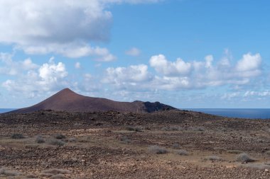 Kurak manzara, Famara massif, Lanzarote, kanarya, İspanya