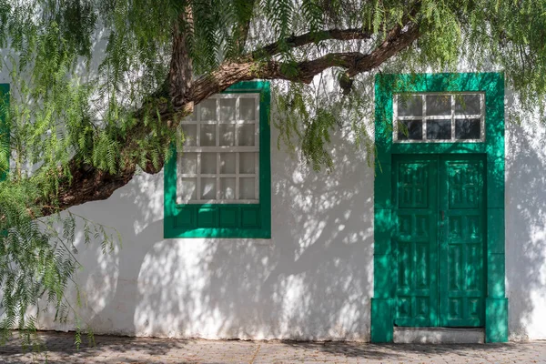 Fachada Típica Casa Branca Ilha Lanzarote Ilhas Canárias Espanha — Fotografia de Stock