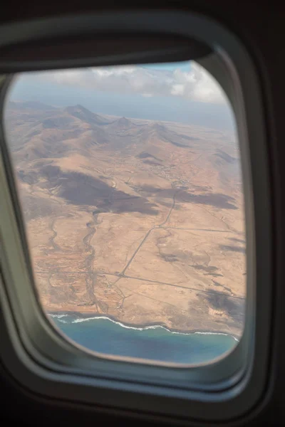 Fuerteventura Canarische Eilanden Spanje Van Het Vliegtuig Venster — Stockfoto