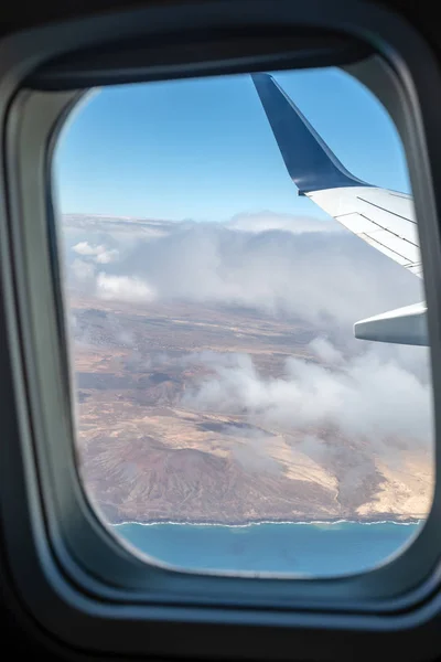 Lanzarote Canarische Eilanden Spanje Vanuit Vliegtuig Venster — Stockfoto