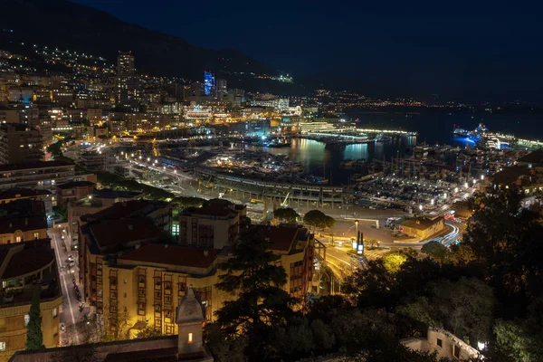 Monaco door de nacht — Stockfoto