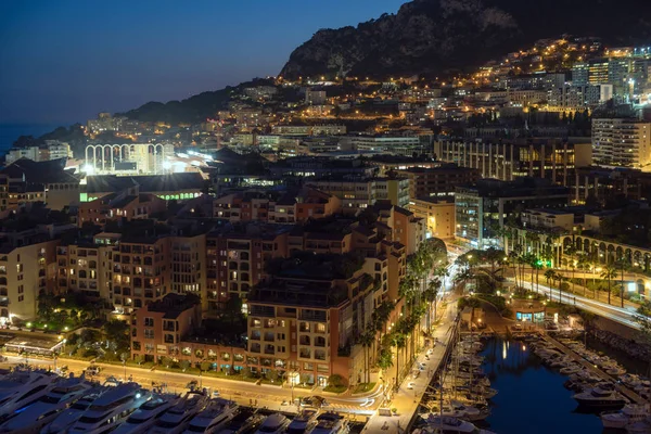 Fontvieille, Mónaco en la noche —  Fotos de Stock