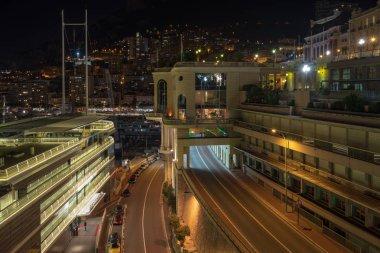 Monaco street view in the night clipart