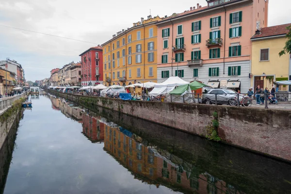 Milán Itálie Října 2015 Pohled Kanál Naviglio Grande Miláně — Stock fotografie