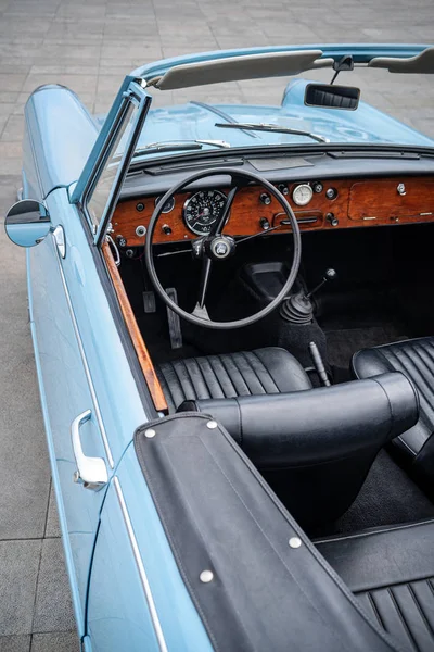 Imperia Italien Maj 2019 Närbild Detalj Interiör Triumph Herald 1200 — Stockfoto