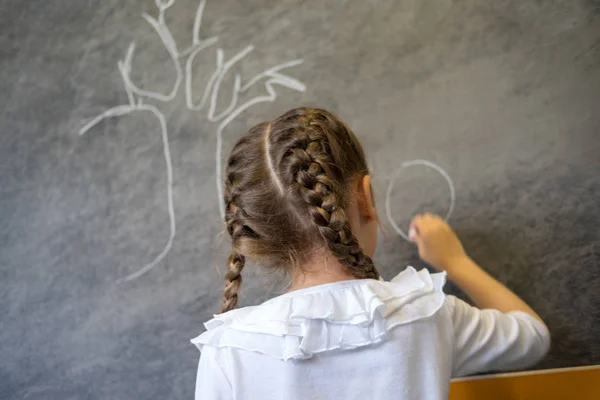 Elementär elev ritning på Blackboard — Stockfoto