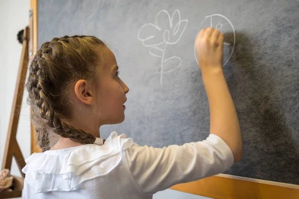 Elementär elev ritning på Blackboard — Stockfoto