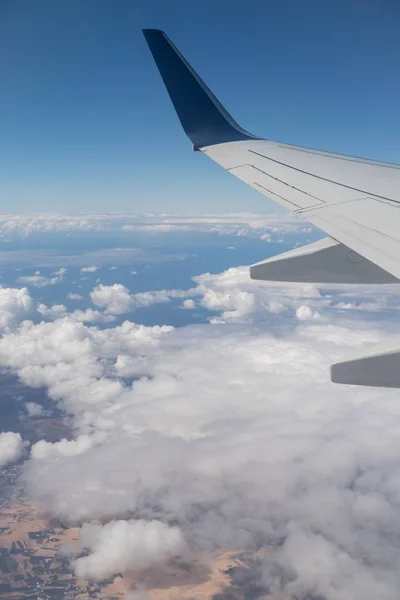 Ala Avión Desde Interior Avión —  Fotos de Stock