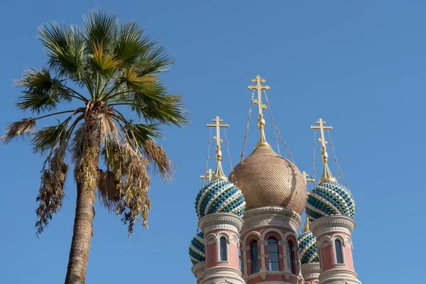 Domes of Russian Orthodox Church, Sanremo, Italië — Stockfoto