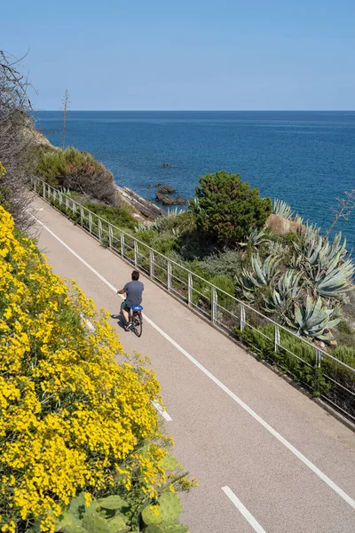 Sanremo Italy May 2020 Cycling Path Riviera Dei Fiori Coastal — Stock Photo, Image